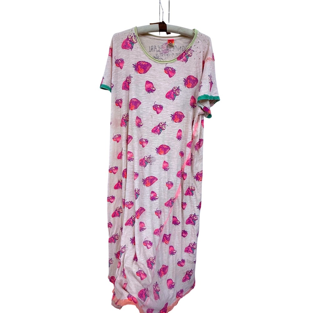 Magnolia Pearl Cotton Strawberry Dress One Size NWT Pink Distressed Maxi